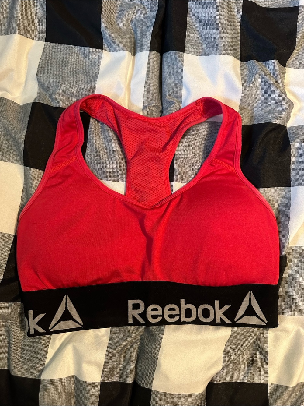 Reebok Pink-Red Racerback Sports Bra with Branded Elastic Band